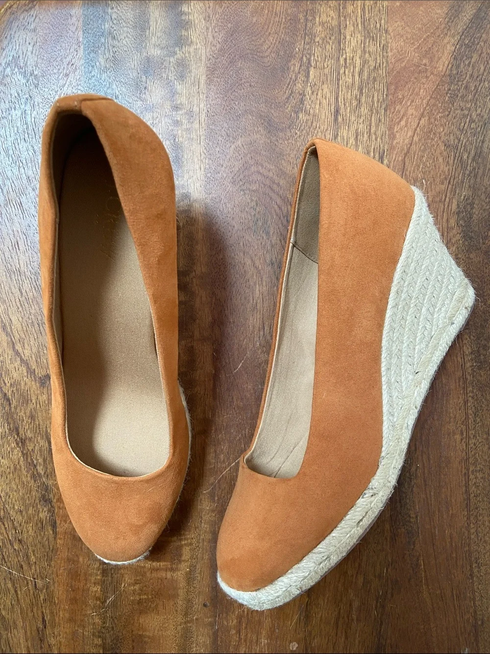J. Crew Seville Suede Espadrille Wedge Pumps - Cognac Brown
